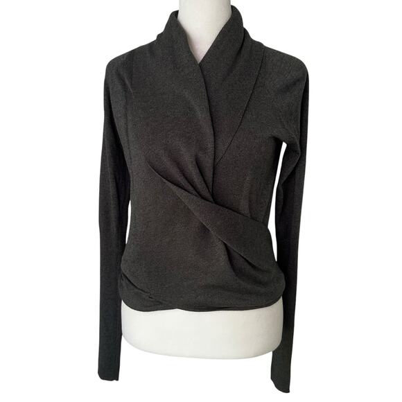 All Saints dark gray knit cropped wrap cardigan size 2 - Picture 1 of 9